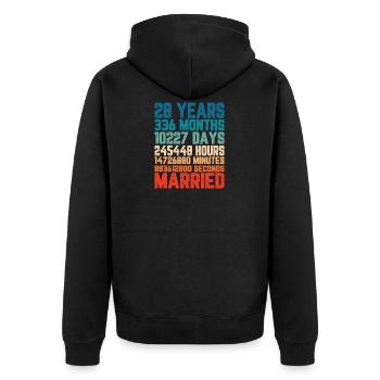 28 Jahre verheiratet Hochzeit Ehe Spruch Geschenk - Unisex Premium Bio Zip Hoodie - Schwarz - Hinten - Nico (187cm)