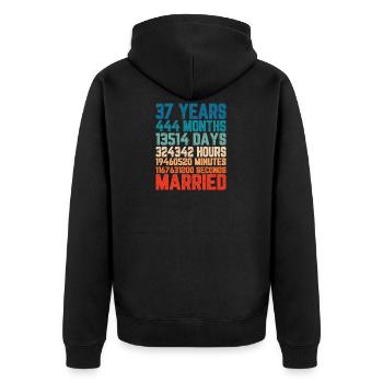 37 Jahre verheiratet Hochzeit Ehe Spruch Geschenk - Unisex Premium Bio Zip Hoodie - Schwarz - Hinten - Nico (187cm)