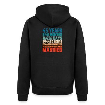 45 Jahre verheiratet Hochzeit Ehe Spruch Geschenk - Unisex Premium Bio Zip Hoodie - Schwarz - Hinten - Nico (187cm)