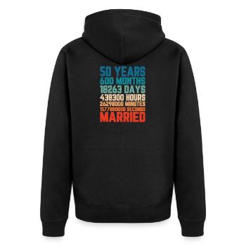 50 Jahre verheiratet Hochzeit Ehe Spruch Geschenk - Unisex Premium Bio Zip Hoodie - Schwarz - Hinten - Nico (187cm)