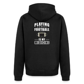 American Football Spieler Geschenk - Unisex Premium Bio Zip Hoodie - Schwarz - Hinten - Nico (187cm)