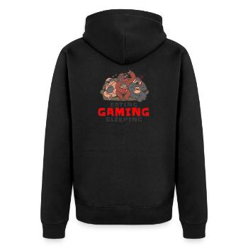 Eating Gaming Sleeping Faultiere auf Couch Design - Unisex Premium Bio Zip Hoodie - Schwarz - Hinten - Nico (187cm)