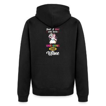 Wein lustig - Unisex Premium Bio Zip Hoodie - Schwarz - Hinten - Nico (187cm)