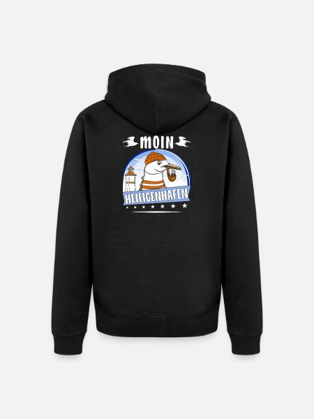 MÖWE MOIN HEILIGENHAFEN - Unisex Premium Bio Zip Hoodie - Schwarz