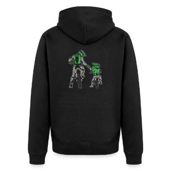 Motocross Vater & Sohn Motorradfahrer Geschenk - Unisex Premium Bio Zip Hoodie - Schwarz - Hinten - Nico (187cm)