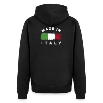 Made in Italy - Italien Flagge - Unisex Premium Bio Zip Hoodie - Schwarz - Hinten - Nico (187cm)