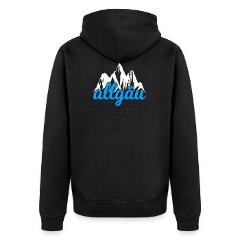 Allgäu Berge Wandern Klettern - Unisex Premium Bio Zip Hoodie - Schwarz - Hinten - Nico (187cm)