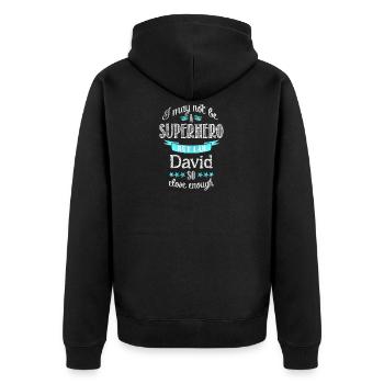 David - Unisex Premium Bio Zip Hoodie - Schwarz - Hinten - Nico (187cm)