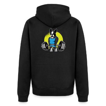 Boston Terrier Haltérophilie I Drôle De Soulevé de Terre - Veste à capuche bio Premium Unisexe - noir - Dos - Nico (187cm)