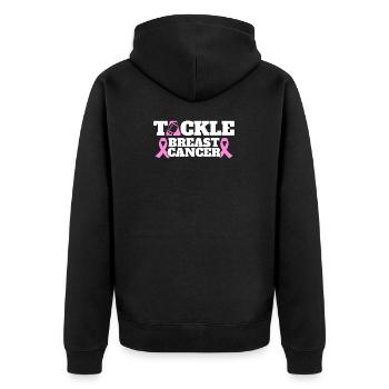 Awareness Breast Cancer Tackle Breast Cancer - Unisex Premium Organic Zip Hoodie - black - Back - Nico (187cm)