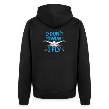 Lustiges Schwimmer Schwimmen Schwimmer - Unisex Premium Bio Zip Hoodie - Schwarz - Hinten - Nico (187cm)