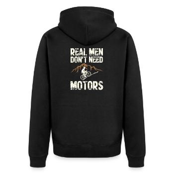 Real Men Don't Need Motors Cooles Radfahrer Biker - Unisex Premium Bio Zip Hoodie - Schwarz - Hinten - Nico (187cm)