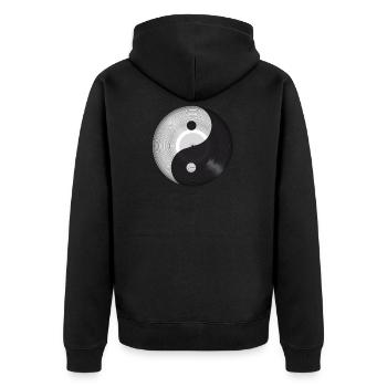 Yin Yang Musik Schallplatte - Unisex Premium Bio Zip Hoodie - Schwarz - Hinten - Nico (187cm)