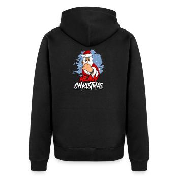 Santa Claus Weihnachtsmann Heavy Metal Weihnachten - Unisex Premium Bio Zip Hoodie - Schwarz - Hinten - Nico (187cm)