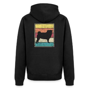 Pug Retro Vintage Classic - Unisex Premium Bio Zip Hoodie - Schwarz - Hinten - Nico (187cm)