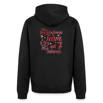 Ein perfektes Team seit 7 Jahren Hochzeitstag - Unisex Premium Bio Zip Hoodie - Schwarz - Hinten - Nico (187cm)