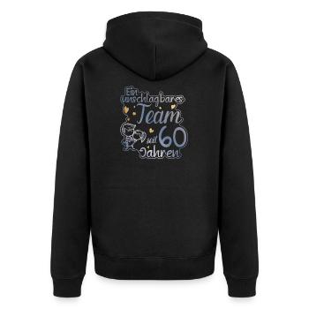 Ein perfektes Team seit 60 Jahren Hochzeitstag - Unisex Premium Bio Zip Hoodie - Schwarz - Hinten - Nico (187cm)