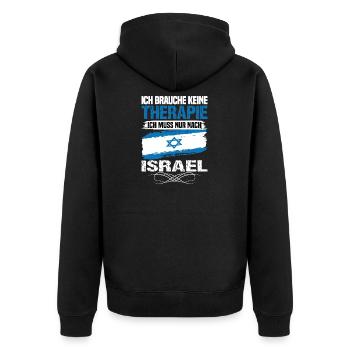 Don't need therapy I just need to go to Israel - Unisex Premium Organic Zip Hoodie - black - Back - Nico (187cm)