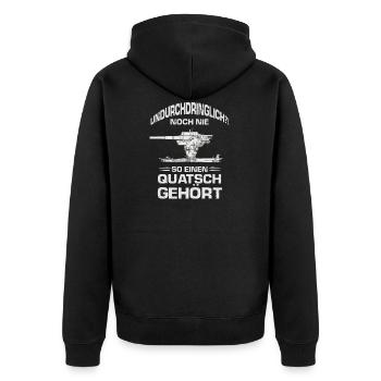 Militär Armee Bundeswehr Soldaten 88mm Flak - Unisex Premium Bio Zip Hoodie - Schwarz - Hinten - Nico (187cm)