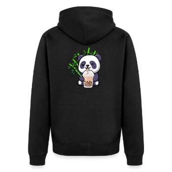 Panda Boba Tee Lustig bubble tea feinschmecker Haustierliebhaber - Unisex Premium Bio Zip Hoodie - Schwarz - Hinten - Nico (187cm)