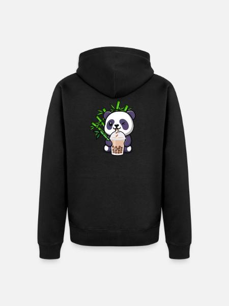 Panda Boba Tea Funny Bubble Tea Foodie Pet Lover - Unisex Premium Organic Zip Hoodie - black
