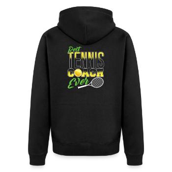 Best Tennis Coach Ever Trainer Gift - Unisex Premium Bio Zip Hoodie - Schwarz - Hinten - Nico (187cm)