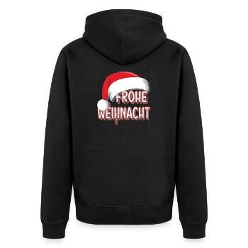 Frohe Weihnacht - Unisex Premium Bio Zip Hoodie - Schwarz - Hinten - Nico (187cm)