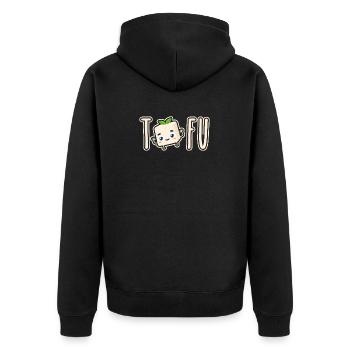 Tofu Lustig Nachhaltig Soja Vegtarier Veganer - Unisex Premium Bio Zip Hoodie - Schwarz - Hinten - Nico (187cm)