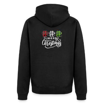 Frohe Weihnachten Katze Pow CatChristmas - Unisex Premium Bio Zip Hoodie - Schwarz - Hinten - Nico (187cm)