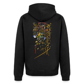 Abstract - Unisex Premium Organic Zip Hoodie - black - Back - Nico (187cm)