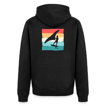Wing Foiling Surf Surfing Surfer - Unisex Premium Organic Zip Hoodie - black - Back - Nico (187cm)