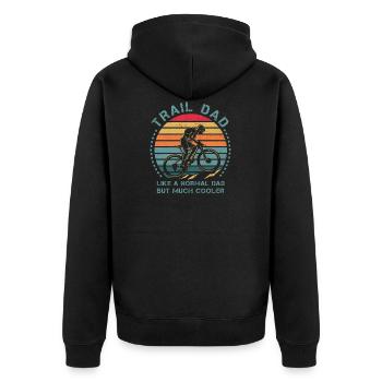 Mountainbike Trail Papa Vintage Retro Gift Idea - Unisex Premium Organic Zip Hoodie - black - Back - Nico (187cm)