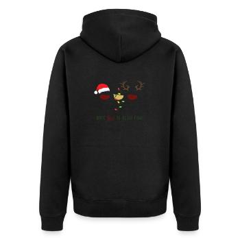 I M DREAMING OF A WHITE CHRISTMAS BUT - Unisex Premium Bio Zip Hoodie - Schwarz - Hinten - Nico (187cm)