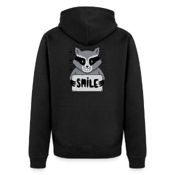 Dessin animé Raton laveur Photo Sourire Prison Humour - Veste à capuche bio Premium Unisexe - noir - Dos - Nico (187cm)