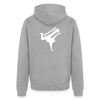 Breakdance BBoy BGirl Streetdance Breakdance - Unisex Premium Bio Zip Hoodie - Grau meliert - Hinten - Nico (187cm)