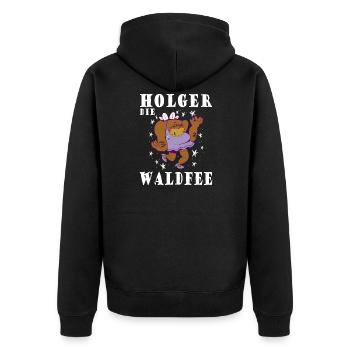 Holger die Waldfee lustiges Namensdesign - Unisex Premium Bio Zip Hoodie - Schwarz - Hinten - Nico (187cm)