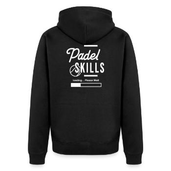Padel Skills für Padel Tennis Spieler - Unisex Premium Bio Zip Hoodie - Schwarz - Hinten - Nico (187cm)