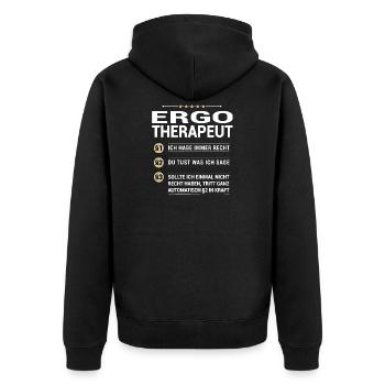 Ergotherapeut Beruf meine eigenen Paragraphen - Unisex Premium Bio Zip Hoodie - Schwarz - Hinten - Nico (187cm)