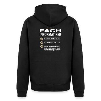 Fachinformatiker Beruf meine eigenen Paragraphen - Unisex Premium Bio Zip Hoodie - Schwarz - Hinten - Nico (187cm)