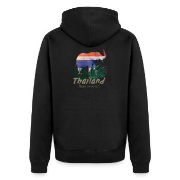 Éléphant de Thaïlande avec drapeau et cadeau jungle - Veste à capuche bio Premium Unisexe - noir - Dos - Nico (187cm)