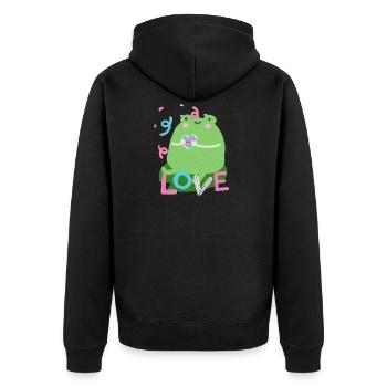 Sweet frog with trans pride flag colors - Unisex Premium Organic Zip Hoodie - black - Back - Nico (187cm)