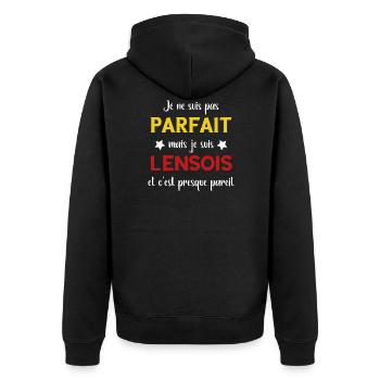 Je ne suis pas parfait mais lensois - Veste à capuche bio Premium Unisexe - noir - Dos - Nico (187cm)