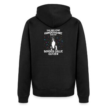 BORDER COLLIE Glitzer - Unisex Premium Bio Zip Hoodie - Schwarz - Hinten - Nico (187cm)