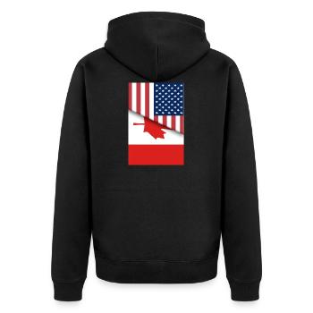 USA Kanada Kanadische Flagge Doppelbürger Amerikanisch - Unisex Premium Bio Zip Hoodie - Schwarz - Hinten - Nico (187cm)
