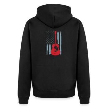 USA Flag Guitar | Guitar - Unisex Premium Bio Zip Hoodie - Schwarz - Hinten - Nico (187cm)