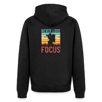 Never Lose Focus | Photographer - Unisex Premium Organic Zip Hoodie - black - Back - Nico (187cm)