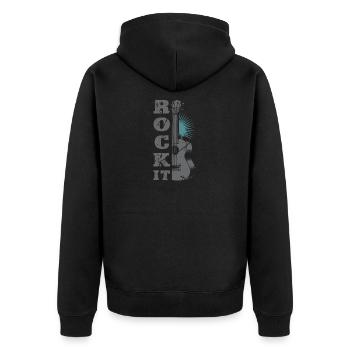 Rock It | Guitar - Unisex Premium Bio Zip Hoodie - Schwarz - Hinten - Nico (187cm)