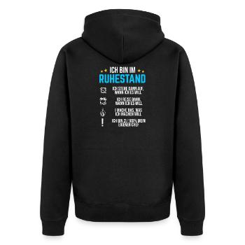 Ruhestand 2022 Lustiger Rentner Spruch Rente 2022 - Unisex Premium Bio Zip Hoodie - Schwarz - Hinten - Nico (187cm)