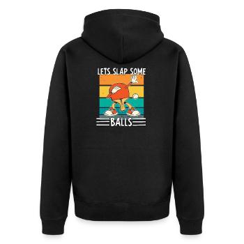 Sport Tisch Tennis Tischtennisspieler Tischtennis - Unisex Premium Bio Zip Hoodie - Schwarz - Hinten - Nico (187cm)