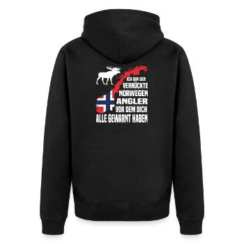 Ich bin der Angler vor dem dich alle gewarnt haben - Unisex Premium Bio Zip Hoodie - Schwarz - Hinten - Nico (187cm)